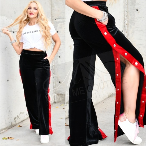 Black Velvet Track Pants - Picture 4 of 5